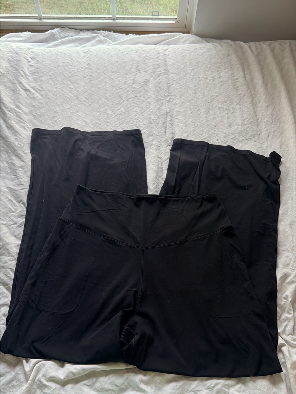 aerie Black Wide-Leg Lounge Trousers
